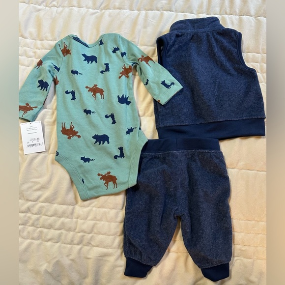 CARTER’S Just One You 🩵Baby Boy Deer 3 Piece Outfit, NWT - Picture 8 of 8